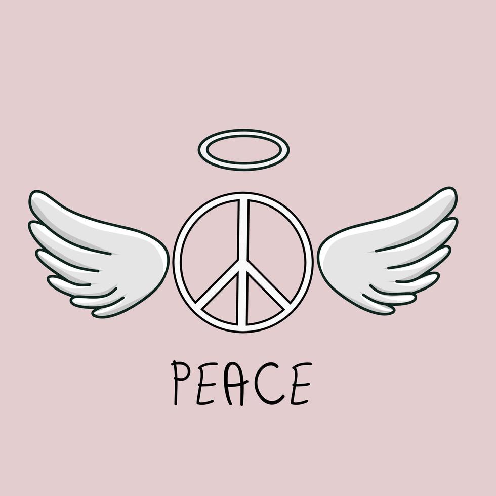 vector de ilustración de paz con ángel perfecto para imprimir