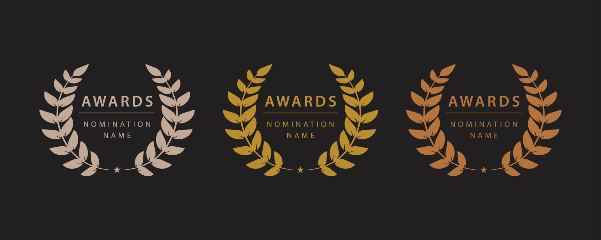 Set of simple award wreaths. Vector illustration