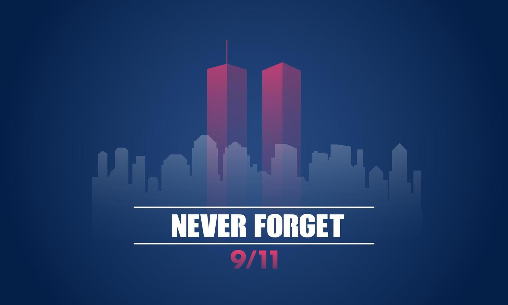 9 11 usa nunca olvides el 11 de septiembre de 2001. tarjeta de felicitación, pancarta, afiche. ilustración vectorial vector