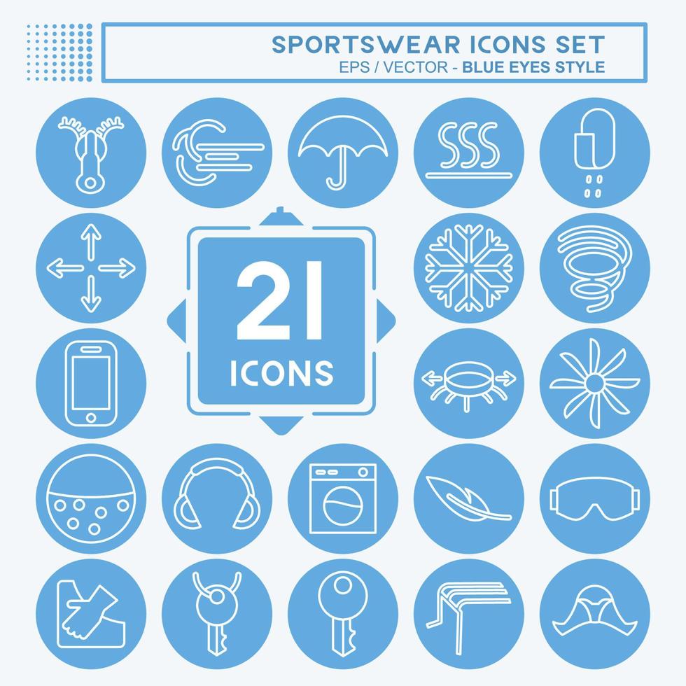 Icon Set Sportswear. suitable for education symbol. blue eyes style. simple design editable. design template vector. simple illustration vector