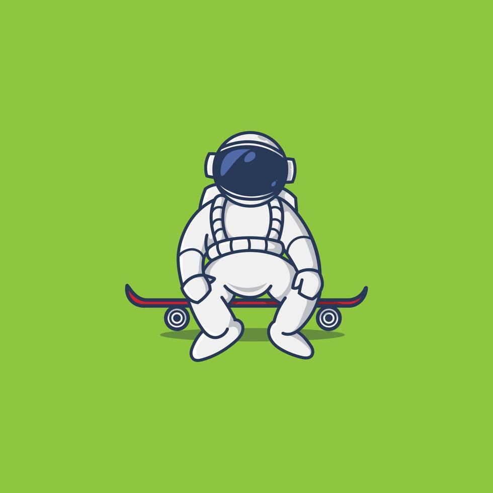 Chibi astronaut sitting on a skateboard vector