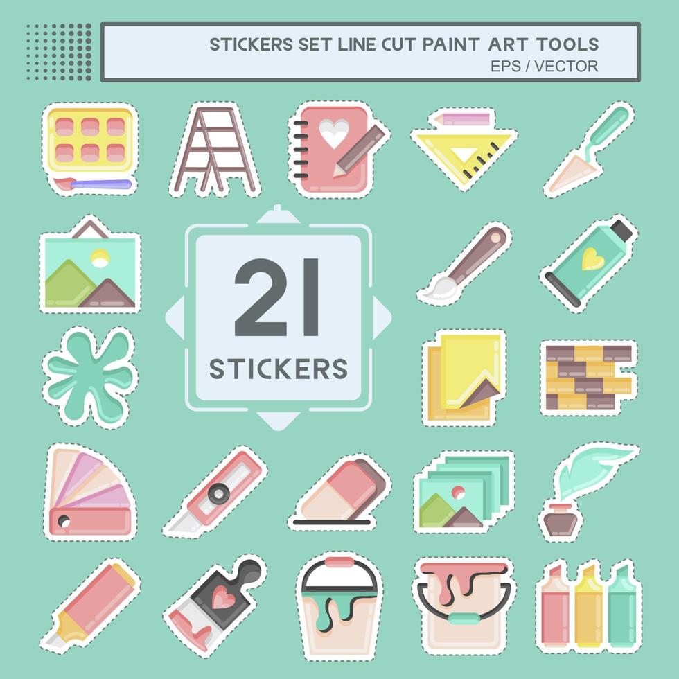 Sticker Set Paint Art Tools. suitable for Paint Art Tools symbol. simple design editable. design template vector. simple illustration vector