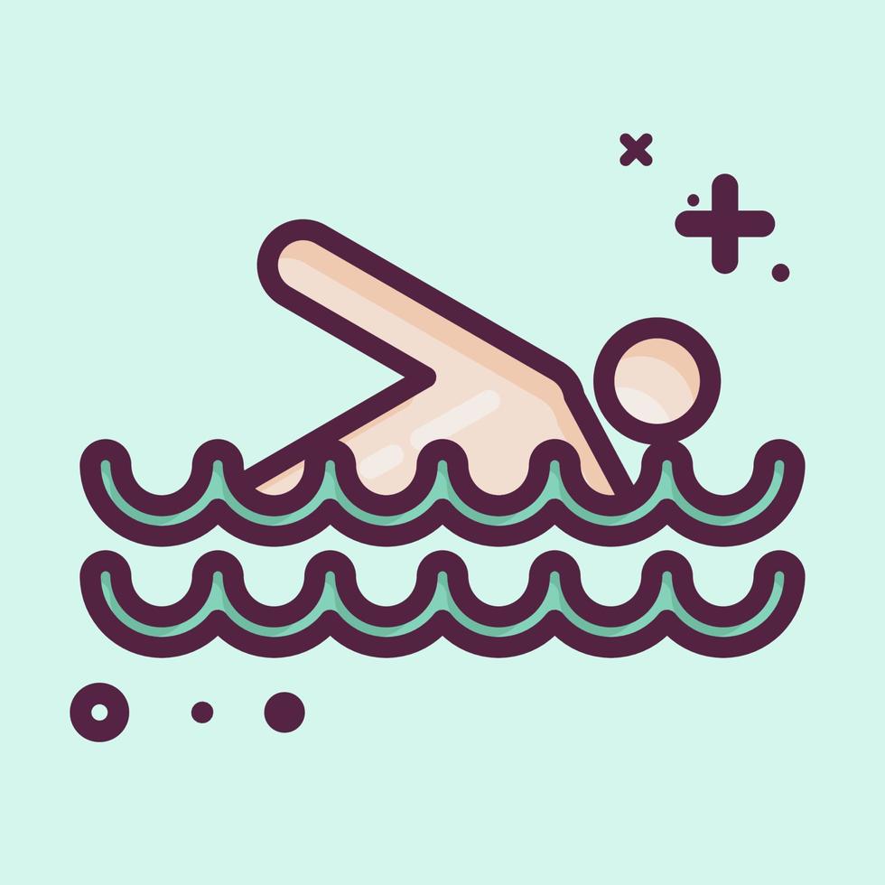 Icon Swimming. suitable for Summer symbol. MBE style. simple design editable. design template vector. simple illustration vector