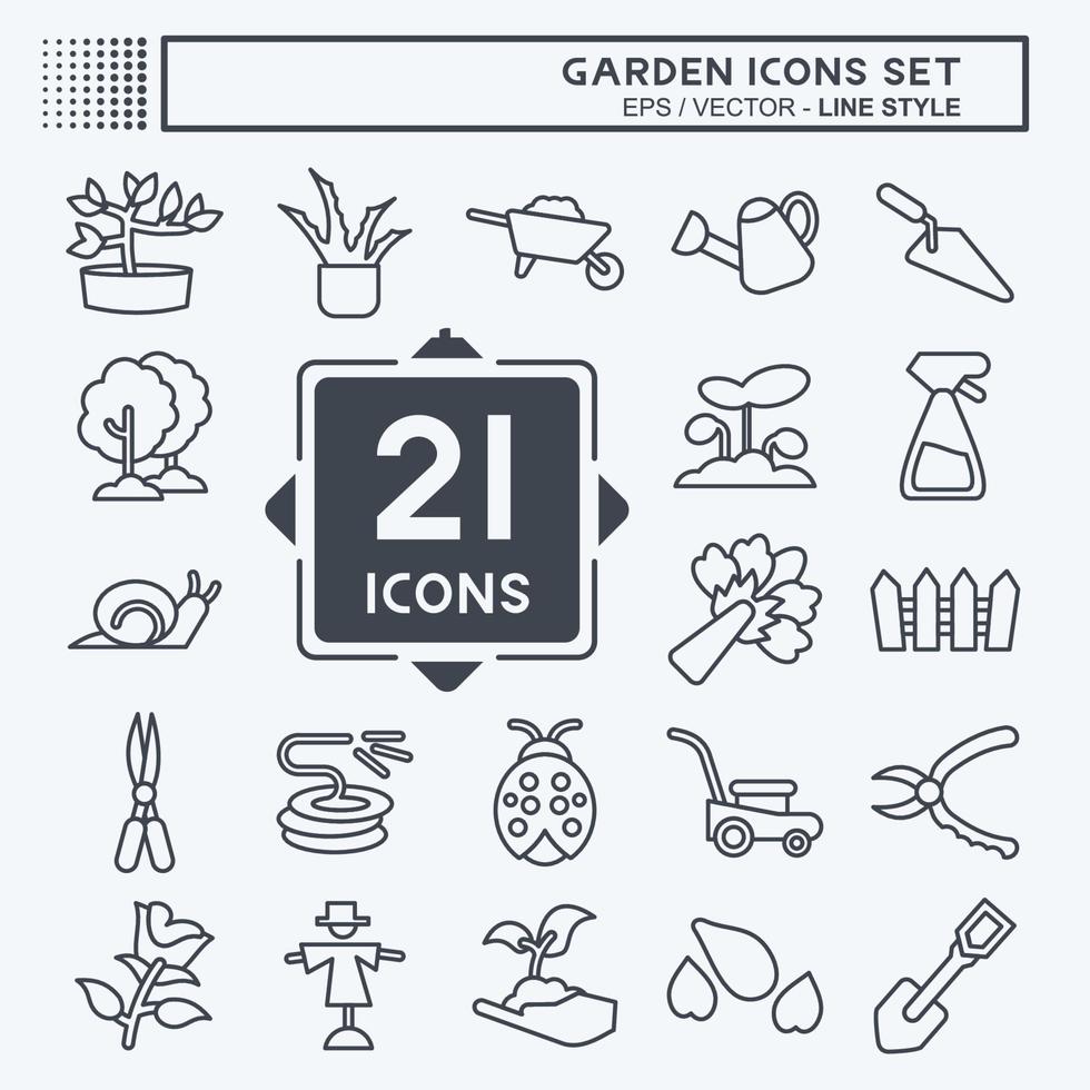 Icon Set Garden. suitable for Garden symbol. line style. simple design editable. design template vector. simple illustration vector