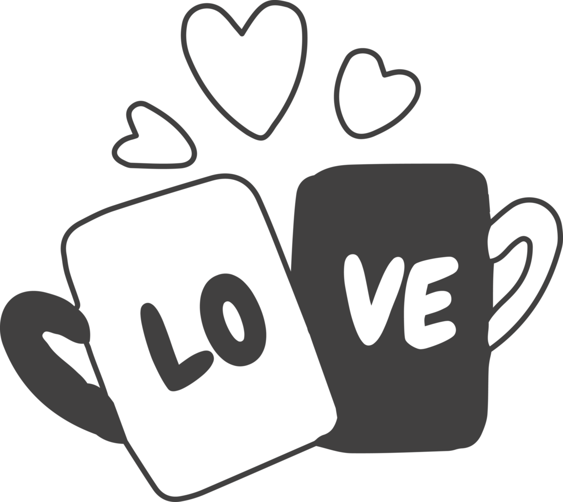 love and valentine illustration on transparent background png