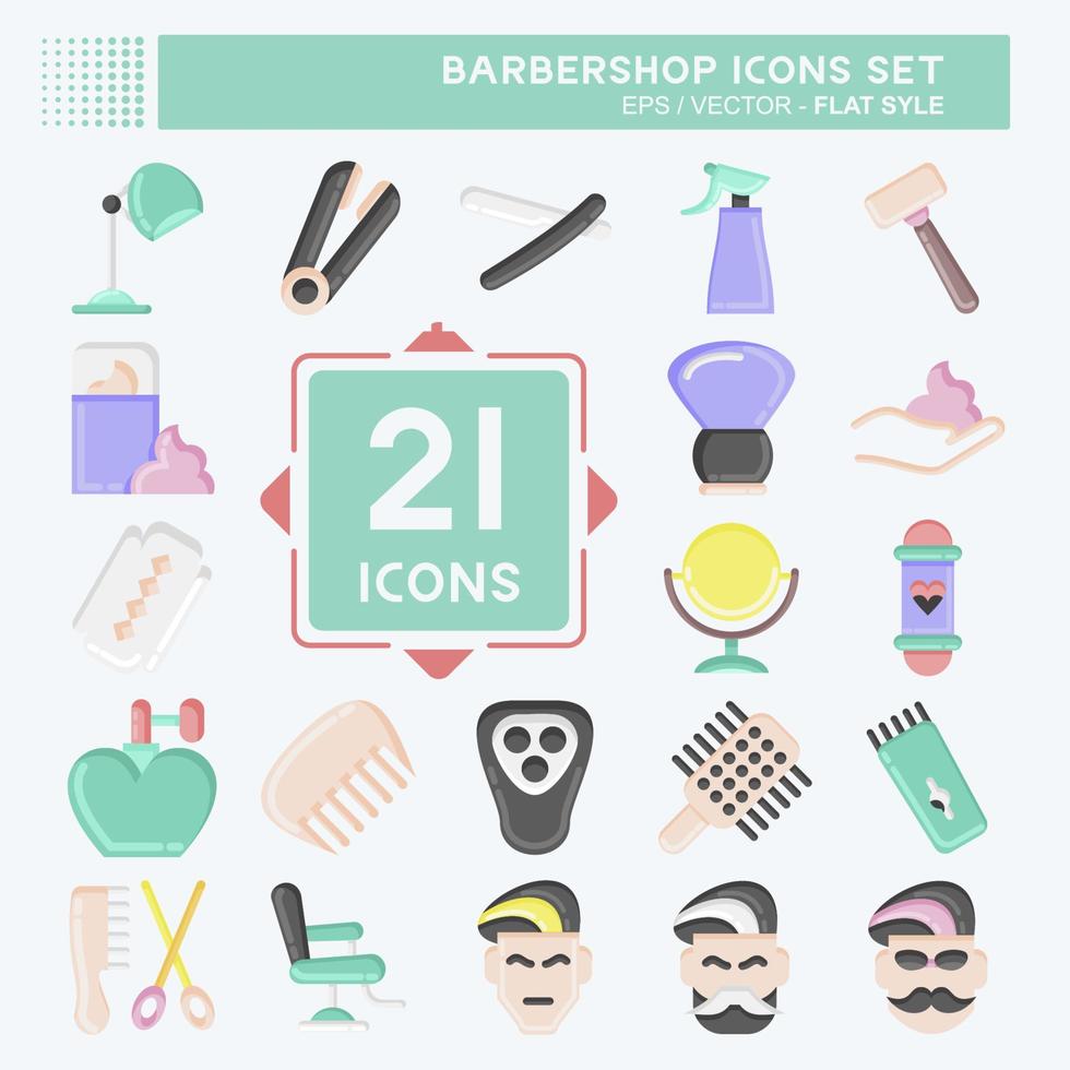 barbería de conjunto de iconos. adecuado para el símbolo de la educación. estilo plano diseño simple editable. vector de plantilla de diseño. ilustración sencilla