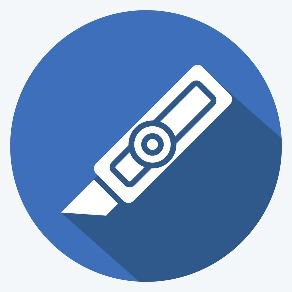 Icon Cutter Knife. suitable for Paint Art Tools symbol. long shadow style. simple design editable. design template vector. simple illustration vector