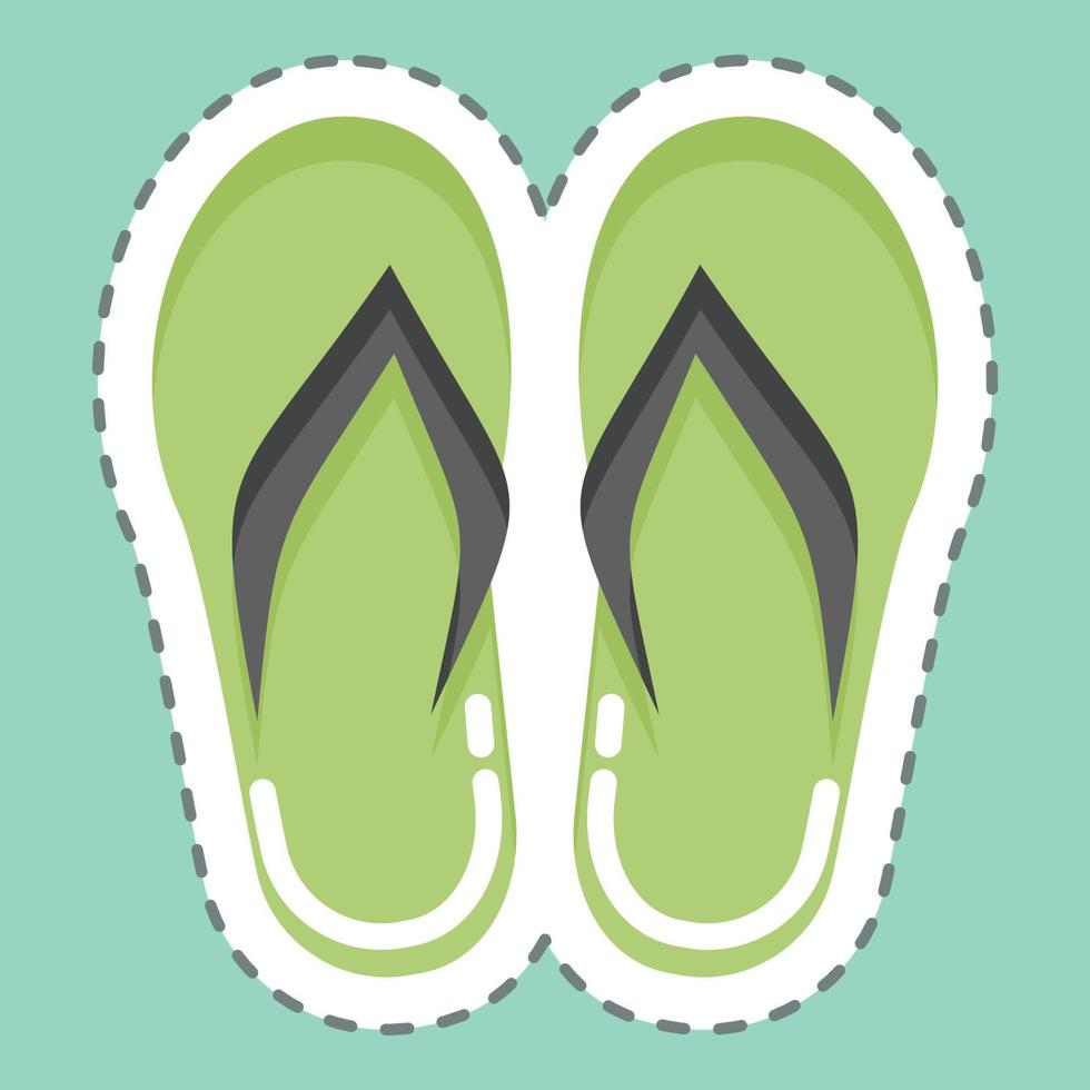 Sticker line cut Flip Flops. suitable for Summer symbol. simple design editable. design template vector. simple illustration vector