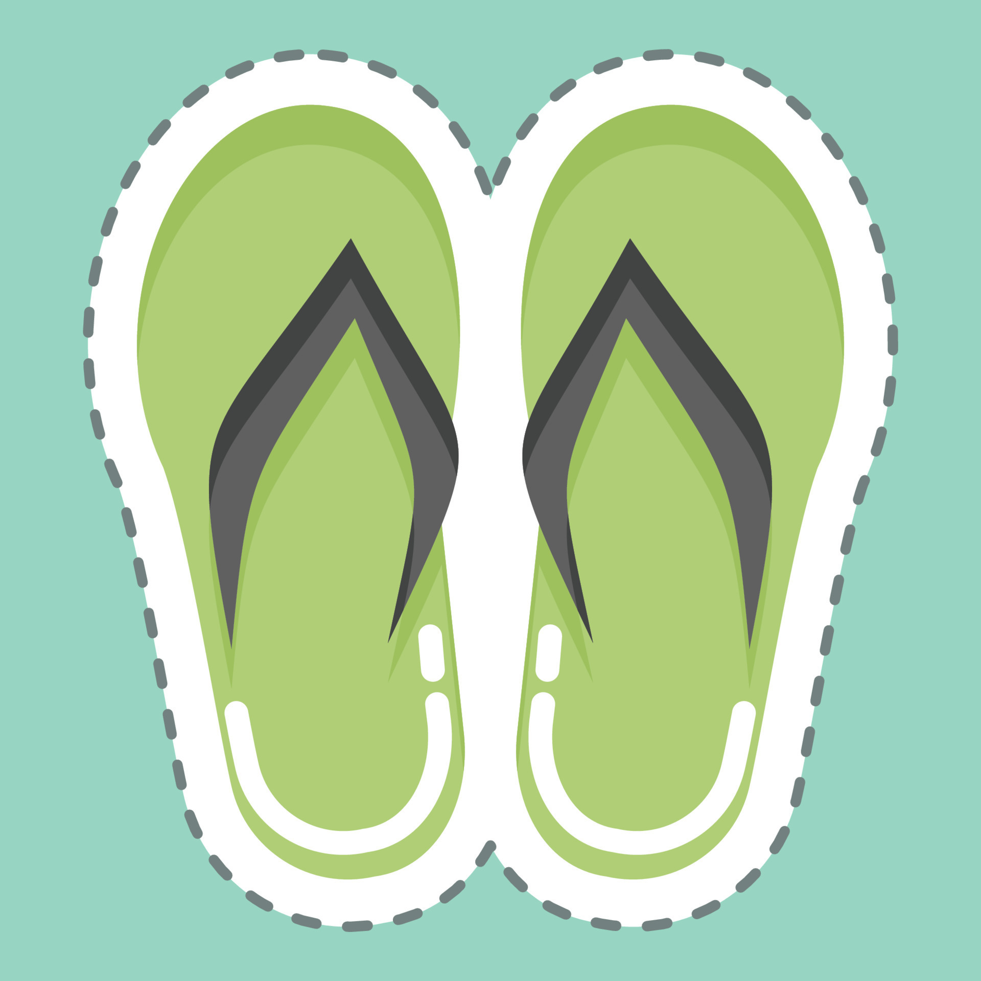 Sticker line cut Flip Flops. suitable for Summer symbol. simple design