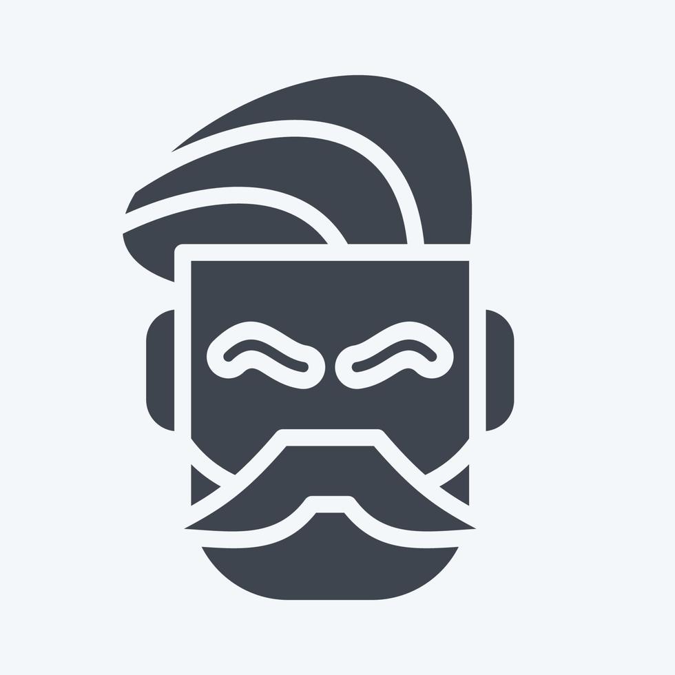 icono de bigote y barba. adecuado para el símbolo de la barbería. estilo de glifo. diseño simple editable. vector de plantilla de diseño. ilustración sencilla