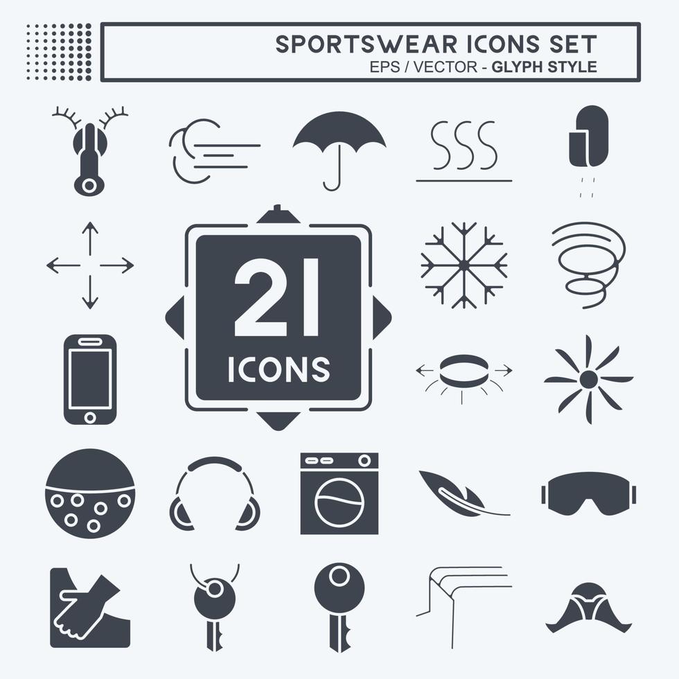 Icon Set Sportswear. suitable for education symbol. glyph style. simple design editable. design template vector. simple illustration vector