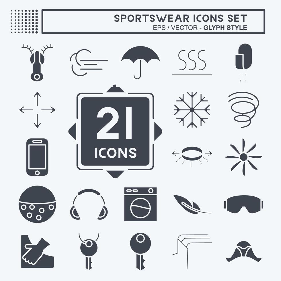 conjunto de iconos de ropa deportiva. adecuado para el símbolo de la educación. estilo de glifo. diseño simple editable. vector de plantilla de diseño. ilustración sencilla