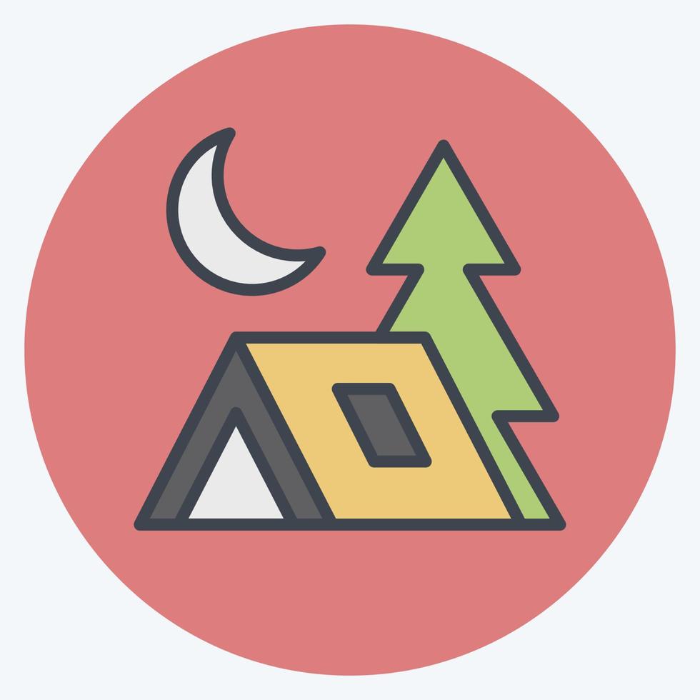 campamento de iconos. adecuado para el símbolo de verano. estilo compañero de color. diseño simple editable. vector de plantilla de diseño. ilustración sencilla
