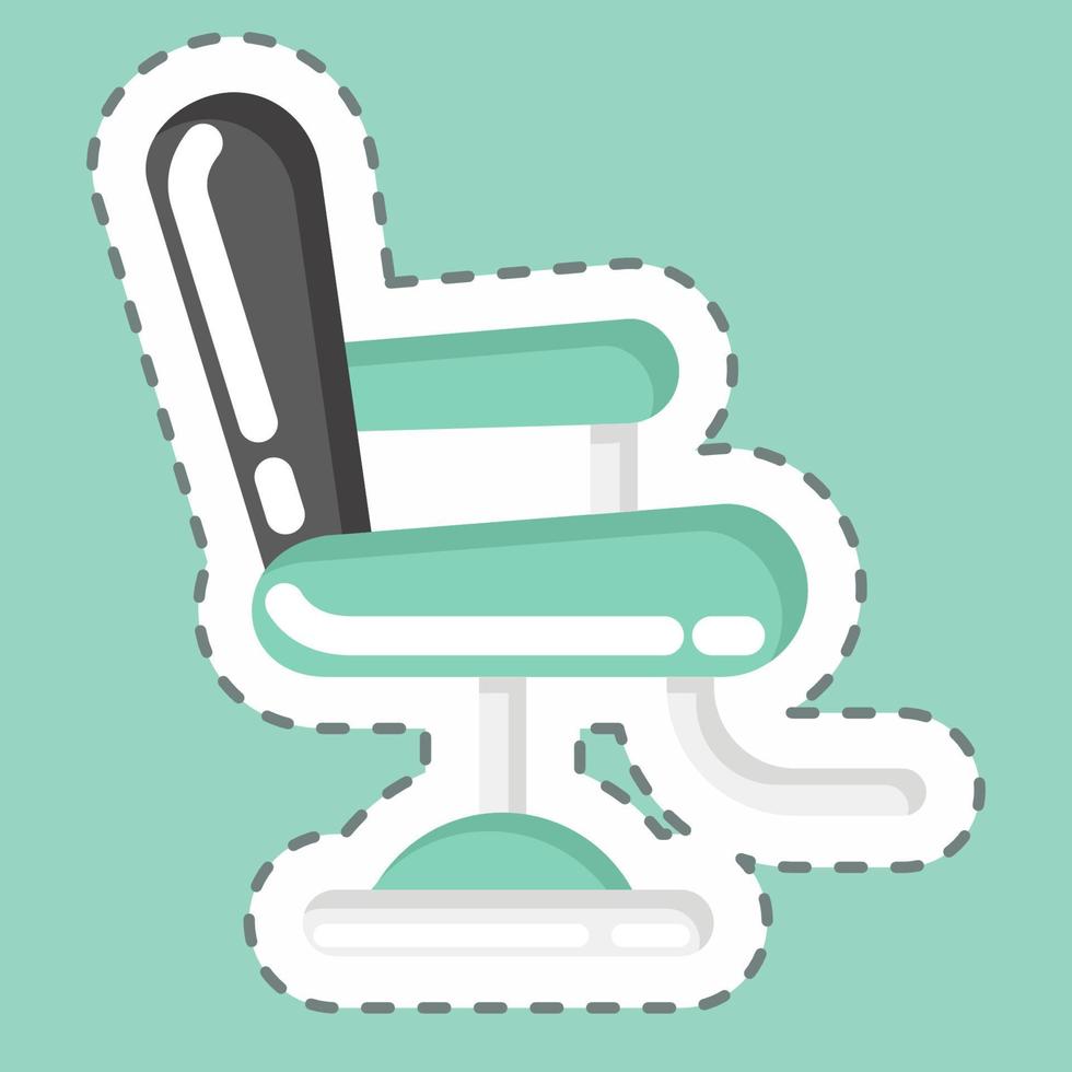 silla de peluquero de corte de línea adhesiva. adecuado para el símbolo de la barbería. diseño simple editable. vector de plantilla de diseño. ilustración sencilla