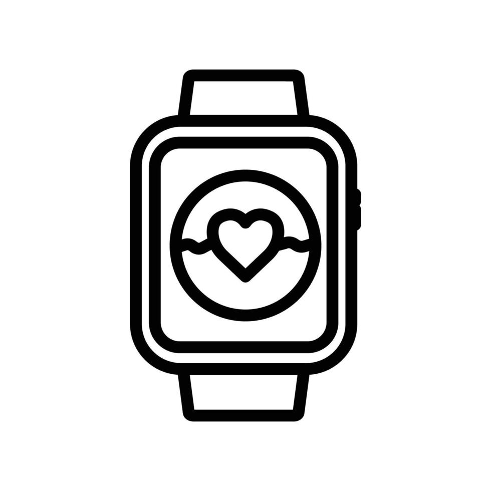 Smart watch icon with heart. icon related to technology, smart device. line icon style. Simple design editable vector