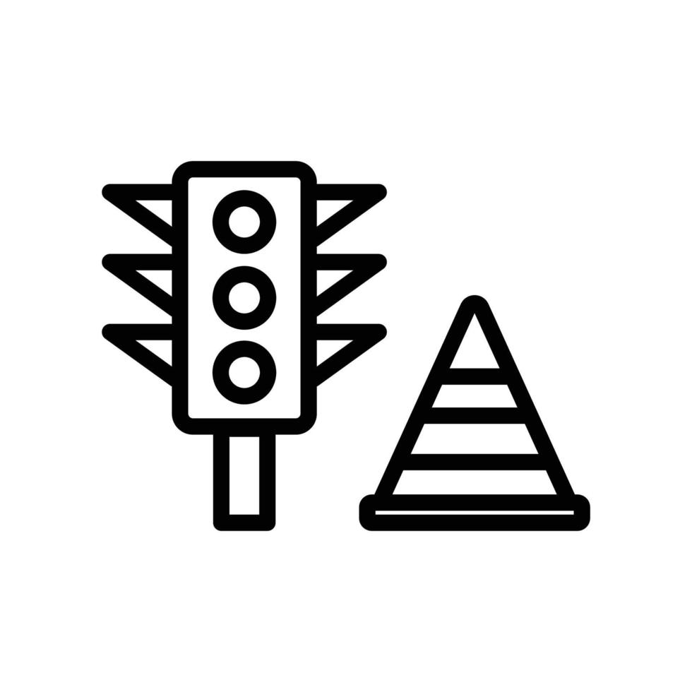 Traffic lights icon with roadblock. icon related to construction, labor day. Line icon style. Simple design editable vector