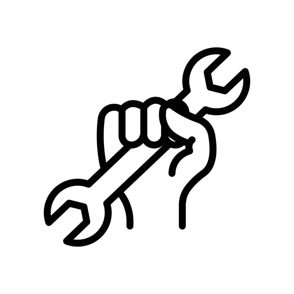 Hand holding double wrench icon. icon related to construction, labor day. Line icon style. Simple design editable vector