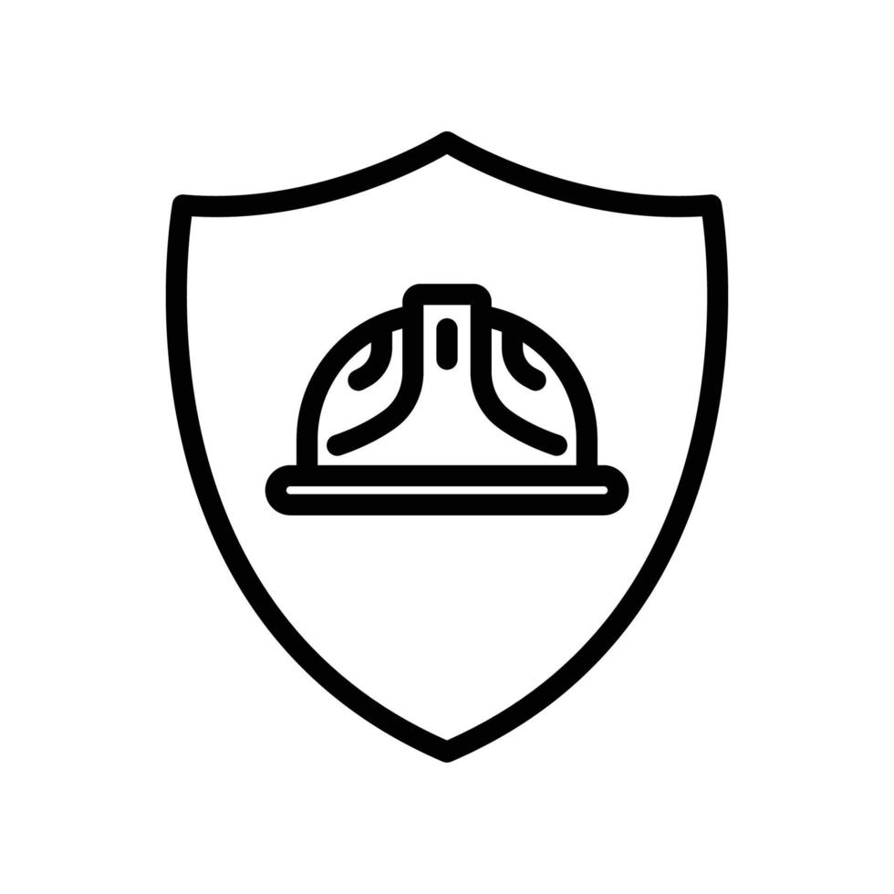 icono de casco de capataz con escudo. icono relacionado con la construcción, la seguridad laboral, el día del trabajo. estilo de icono de línea. diseño simple editable vector