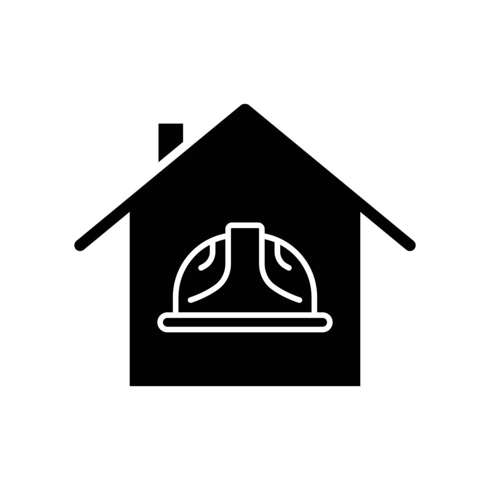 icono de la casa con casco de capataz. icono relacionado con la construcción, el trabajo doméstico, el día del trabajo. estilo de icono de glifo, sólido. diseño simple editable vector