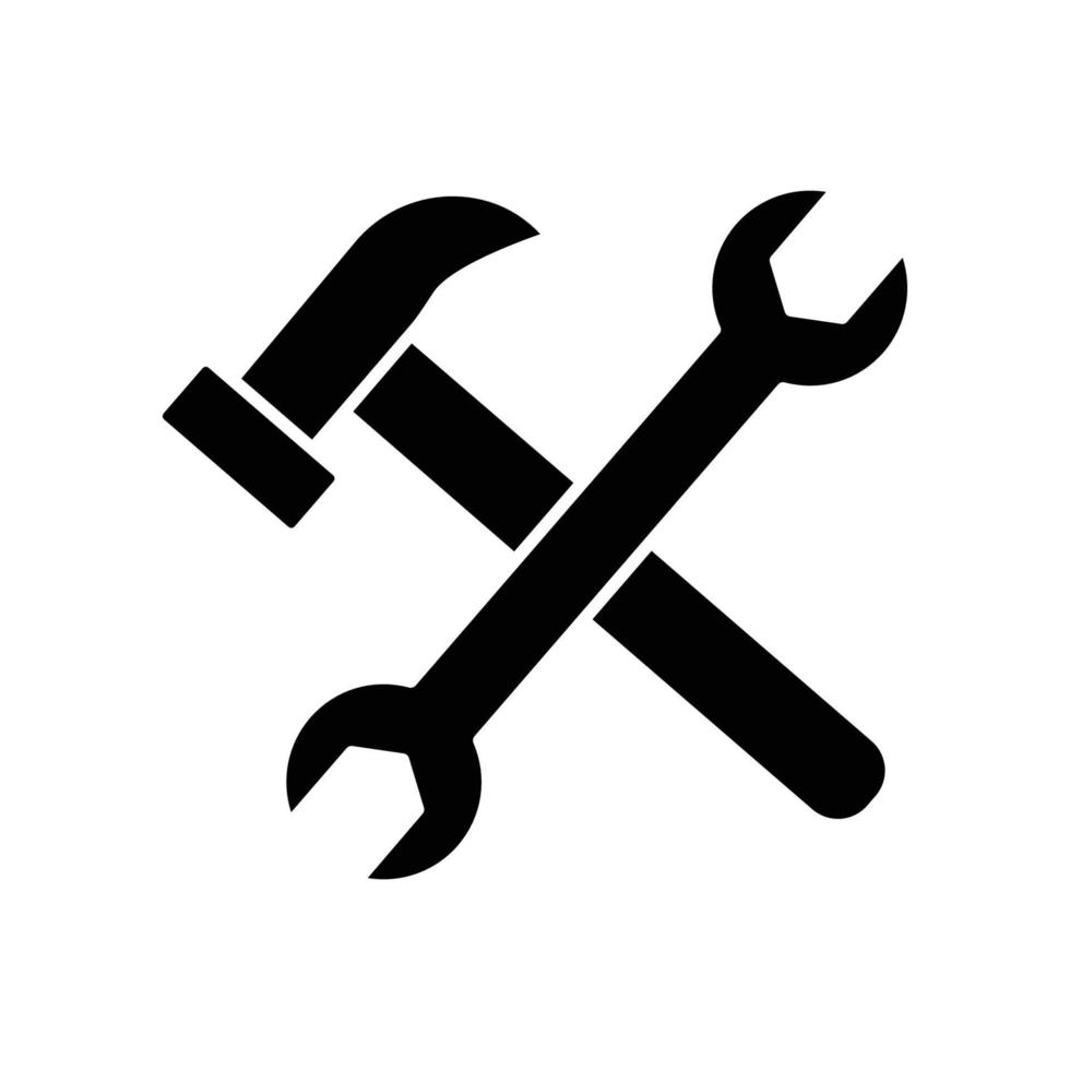 Double wrench icon with hammer. icon related to construction, labor day. Glyph icon style, solid. Simple design editable vector