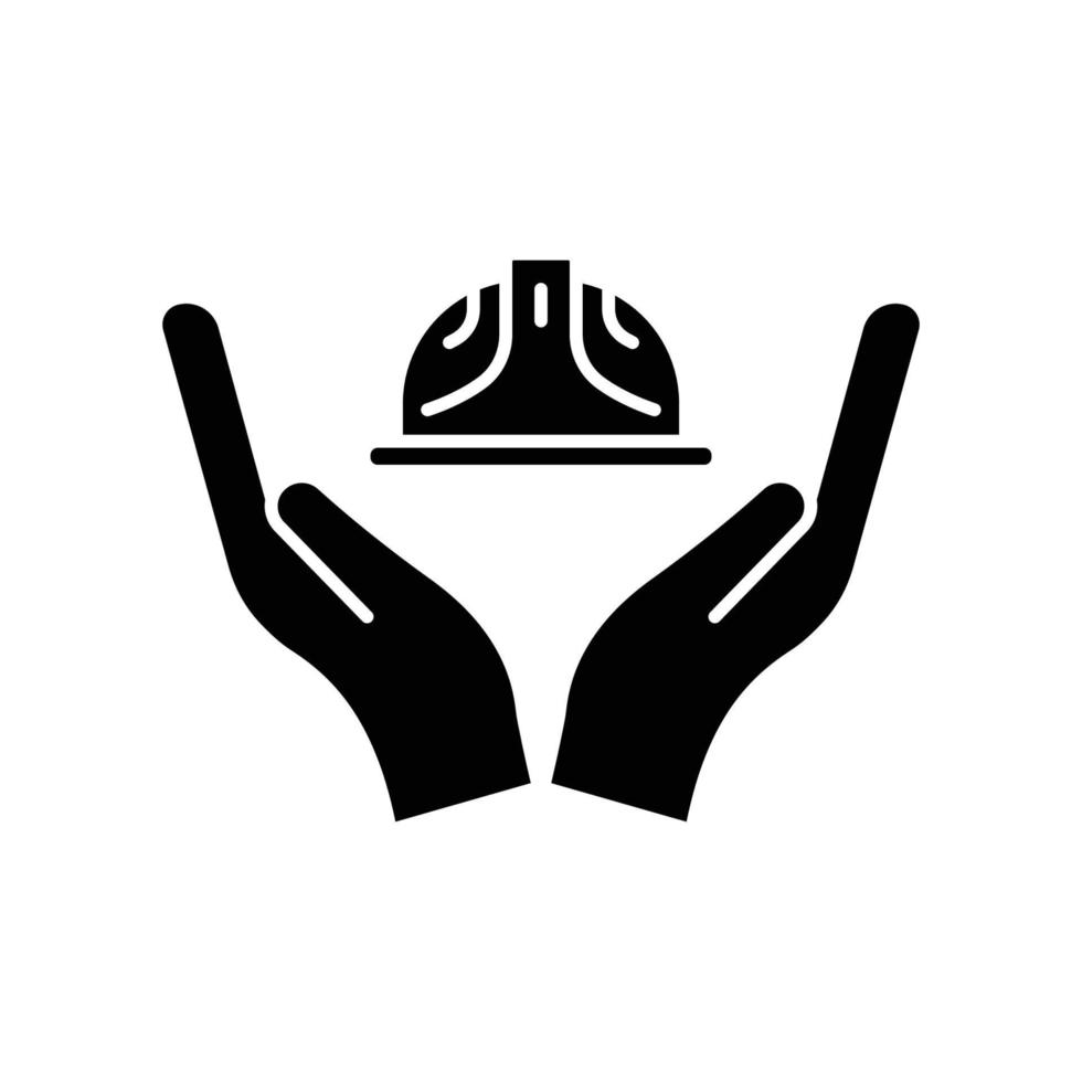 Hand icon with foreman hard hat. icon related to construction, labor day. Glyph icon style, solid. Simple design editable vector