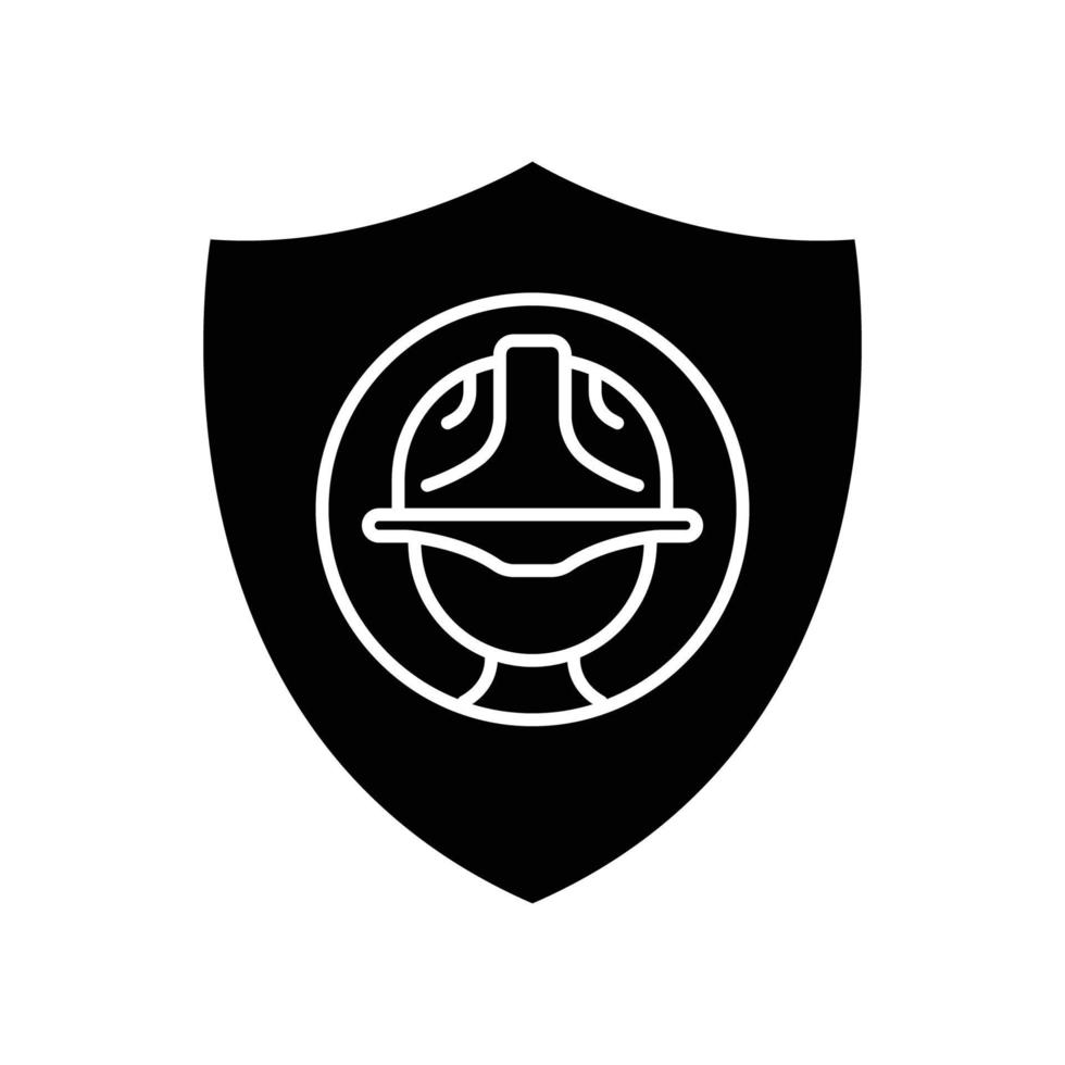 Head foreman icon with shield. icon related to construction, job security, labor day. Glyph icon style, solid. Simple design editable vector