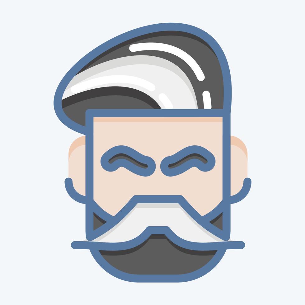 Icon Mustache And Beard. suitable for Barbershop symbol. doodle style. simple design editable. design template vector. simple illustration vector