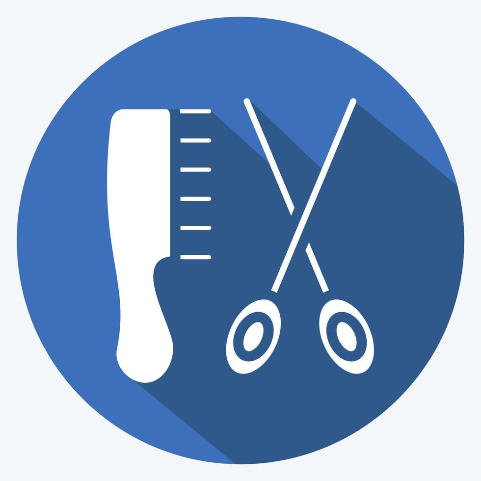 Icon Hair Salon. suitable for Barbershop symbol. long shadow style. simple design editable. design template vector. simple illustration vector