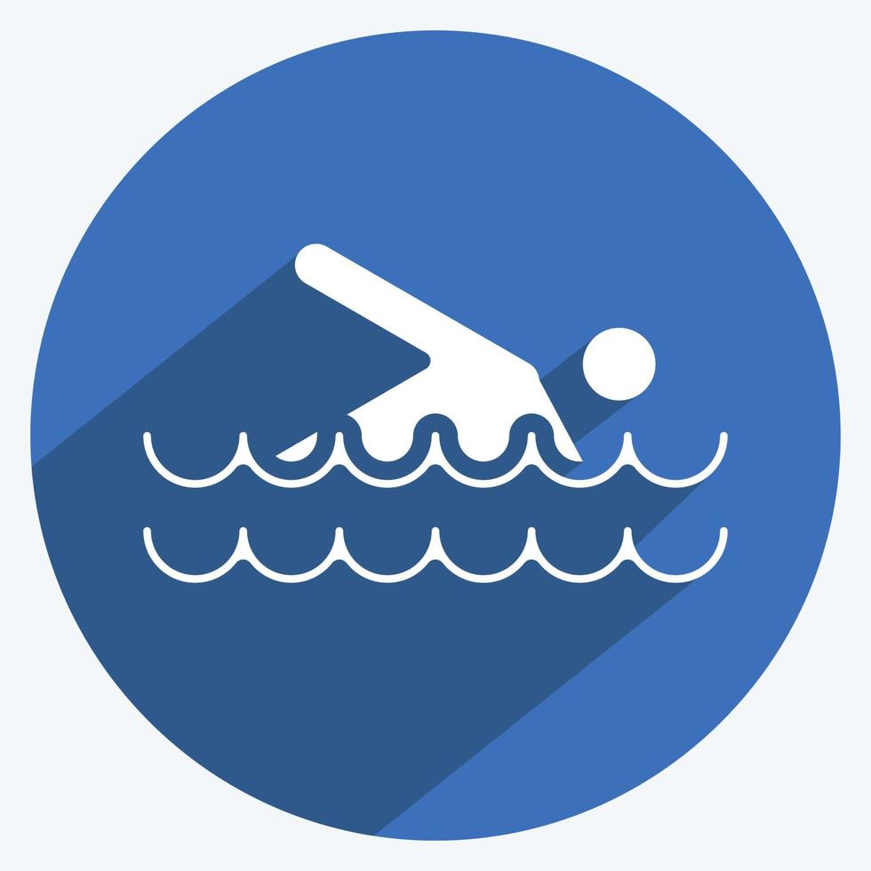 Icon Swimming. suitable for Summer symbol. long shadow style. simple design editable. design template vector. simple illustration vector