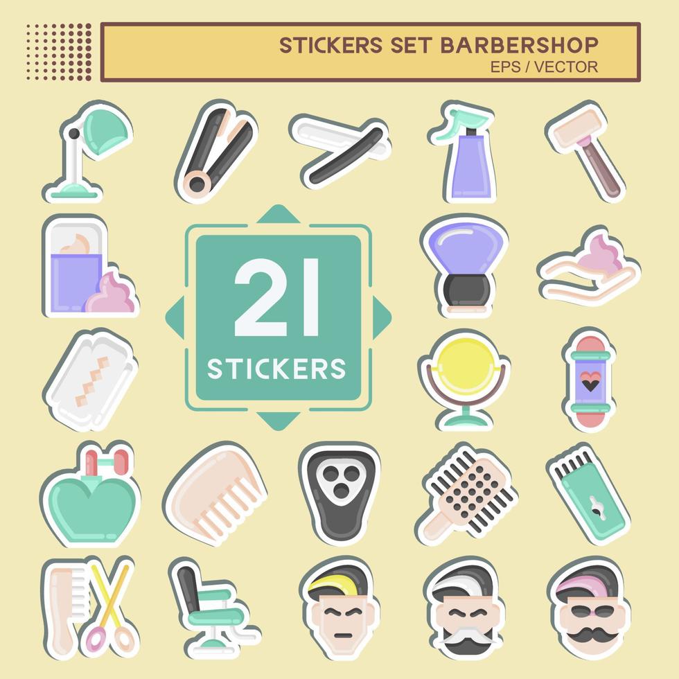 Sticker Set Barbershop. suitable for education symbol. simple design editable. design template vector. simple illustration vector