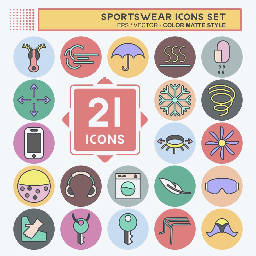 Icon Set Sportswear. suitable for education symbol. color mate style. simple design editable. design template vector. simple illustration vector