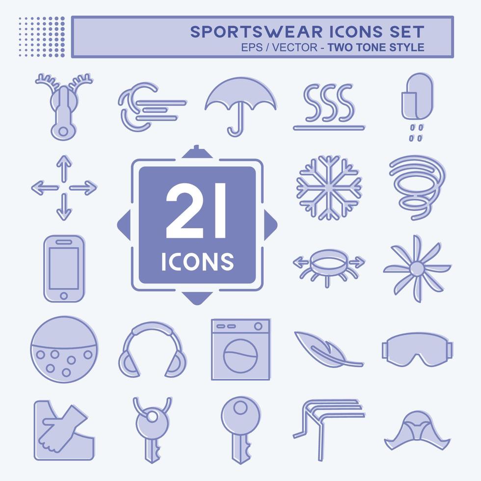 conjunto de iconos de ropa deportiva. adecuado para el símbolo de la educación. estilo de dos tonos. diseño simple editable. vector de plantilla de diseño. ilustración sencilla