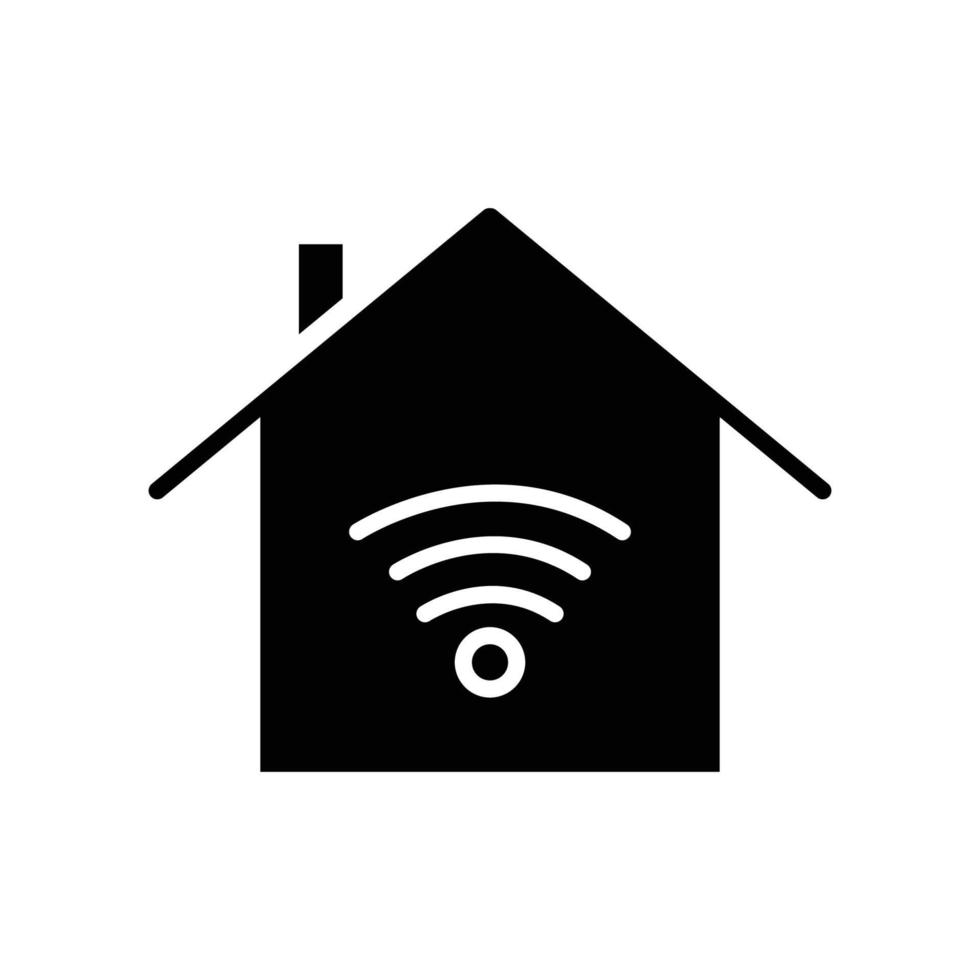 House icon with signal. icon related to technology. smart device. house device. Glyph icon style, solid. Simple design editable vector