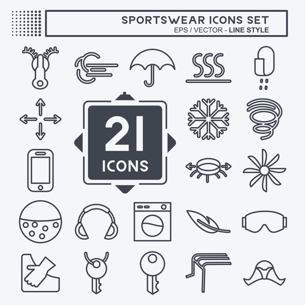 Icon Set Sportswear. suitable for education symbol. line style. simple design editable. design template vector. simple illustration vector