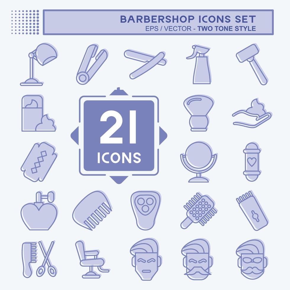 Icon Set Barbershop. suitable for education symbol. two tone style. simple design editable. design template vector. simple illustration vector