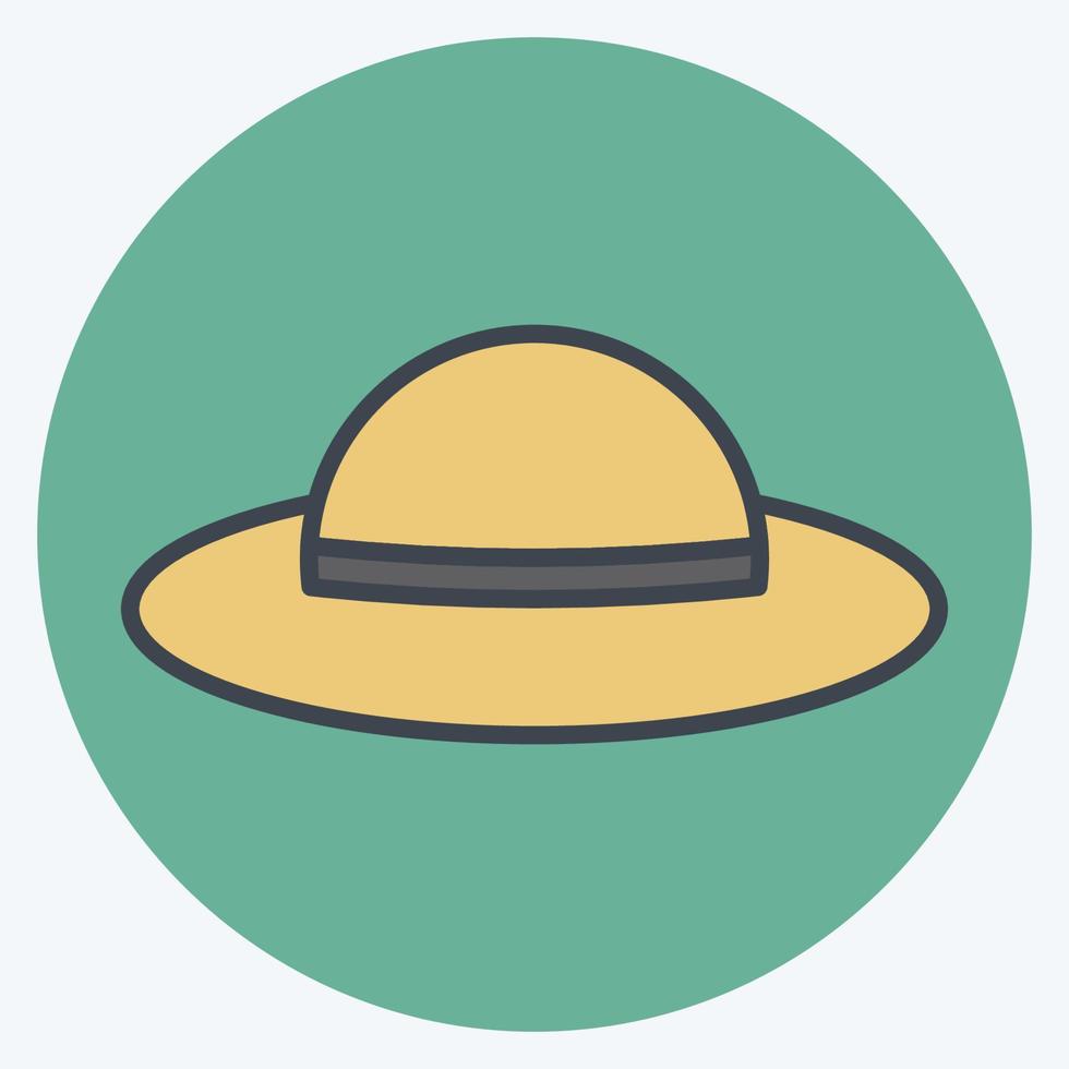 sombrero de icono. adecuado para el símbolo de verano. estilo compañero de color. diseño simple editable. vector de plantilla de diseño. ilustración sencilla