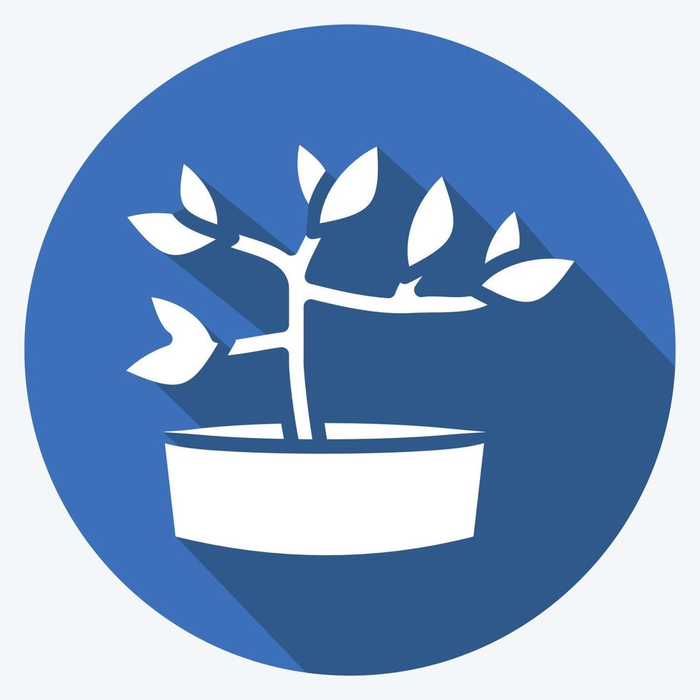 icono de bonsái. adecuado para el símbolo del jardín. estilo de sombra larga. diseño simple editable. vector de plantilla de diseño. ilustración sencilla