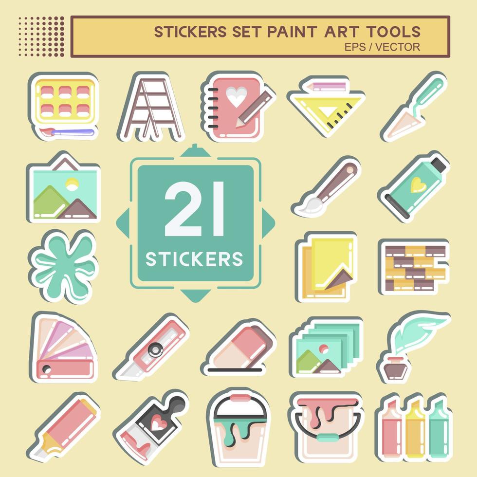 Sticker Set Paint Art Tools. suitable for education symbol. simple design editable. design template vector. simple illustration vector