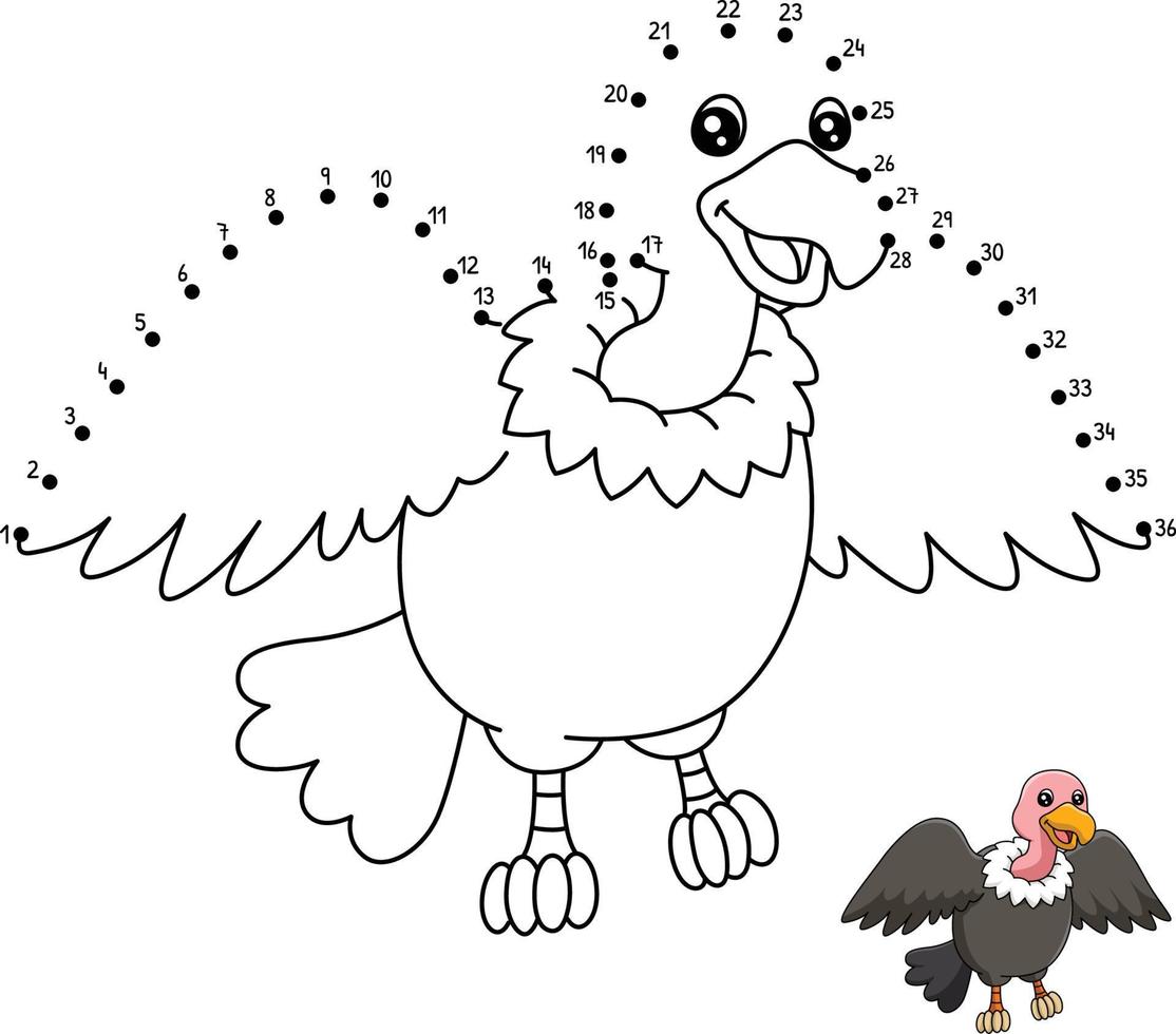 Dot to Dot Vulture Coloring Page for Kids vector