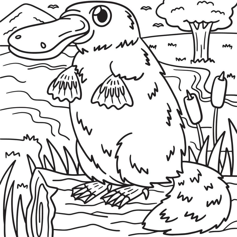 Platypus Coloring Page for Kids vector