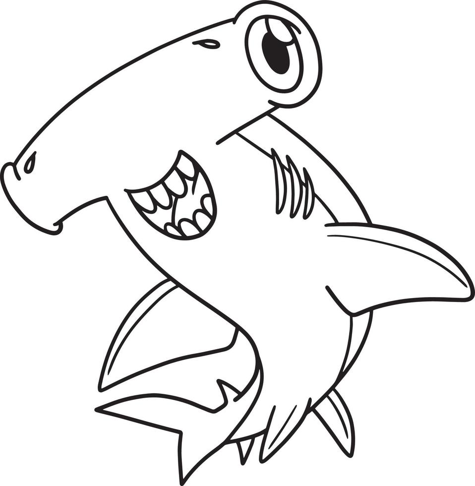 Hammerhead Shark Isolated Coloring Page for Kids vector