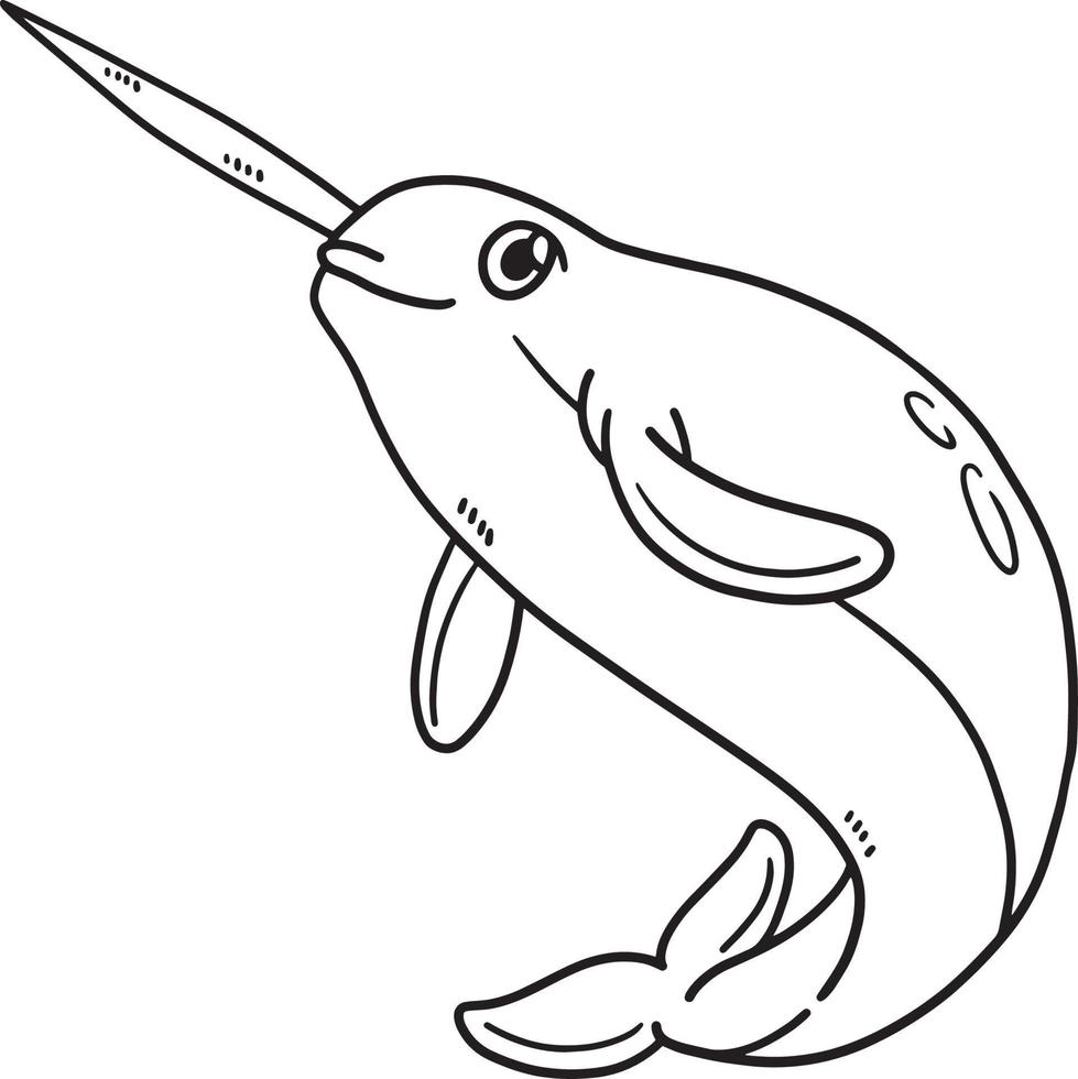 Narwhal Isolated Coloring Page for Kids vector