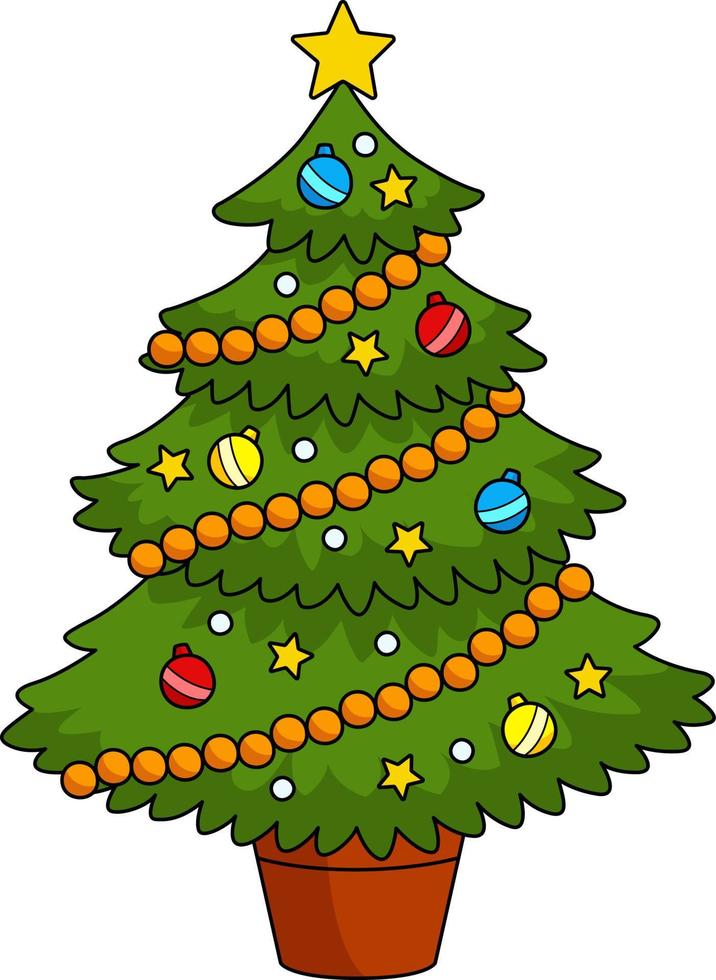 Christmas Tree Cartoon Colored Clipart vector