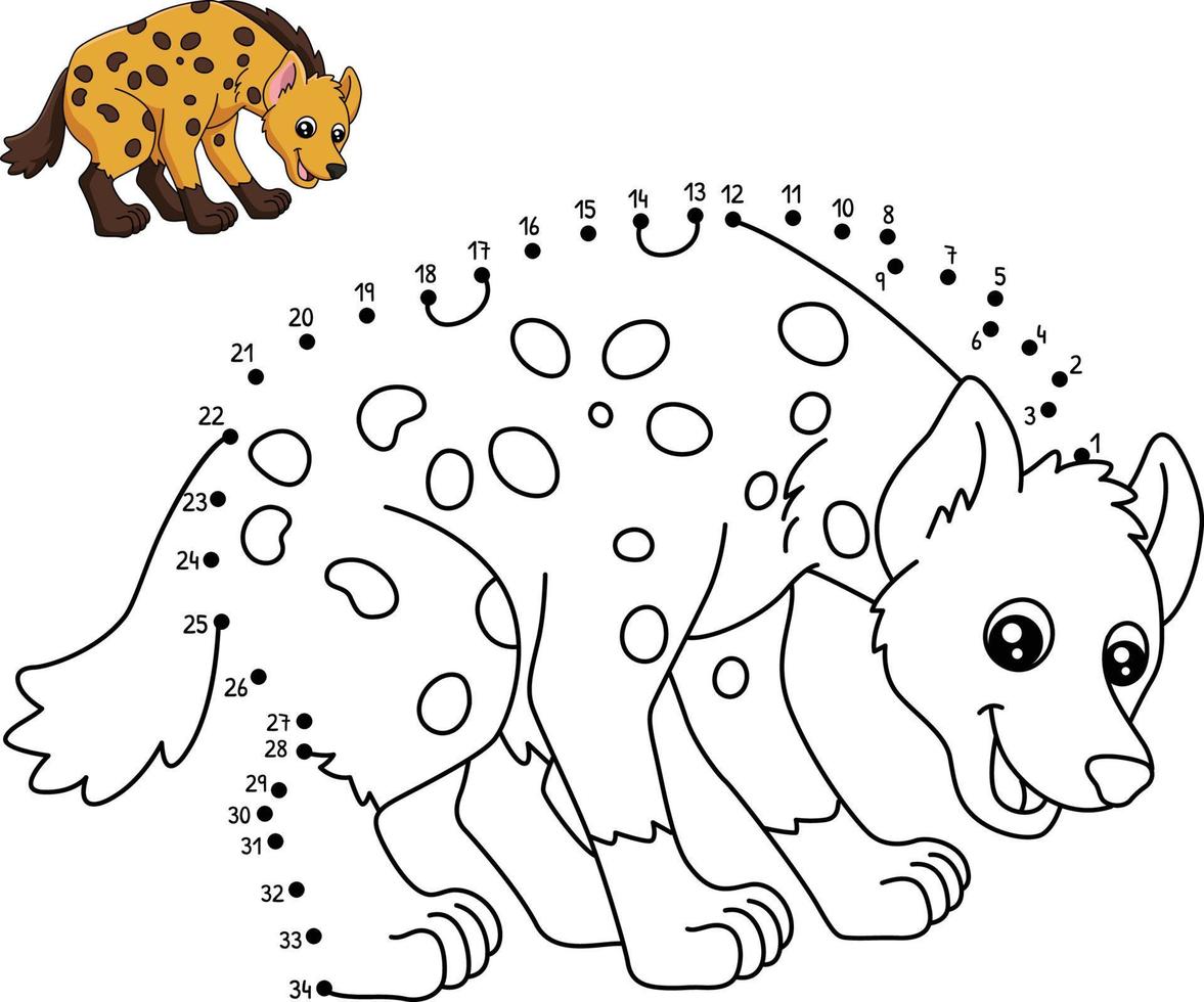 Dot to Dot Hyena Coloring Page for Kids vector