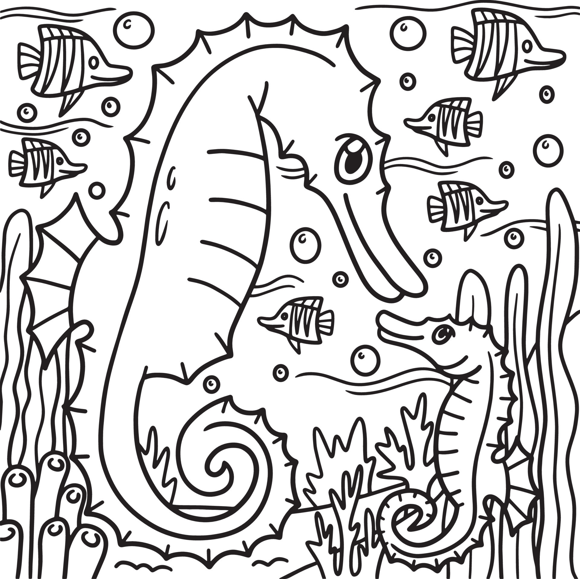 Sea Horse Coloring Page for Kids 10789065 Vector Art at Vecteezy