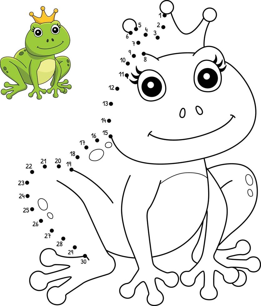 Dot to Dot Frog With A Crown Coloring Page vector