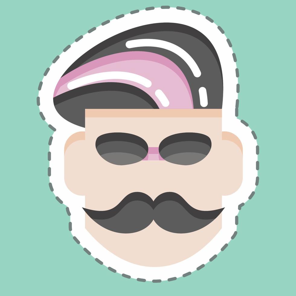 Sticker line cut Mustache. suitable for Barbershop symbol. simple design editable. design template vector. simple illustration vector