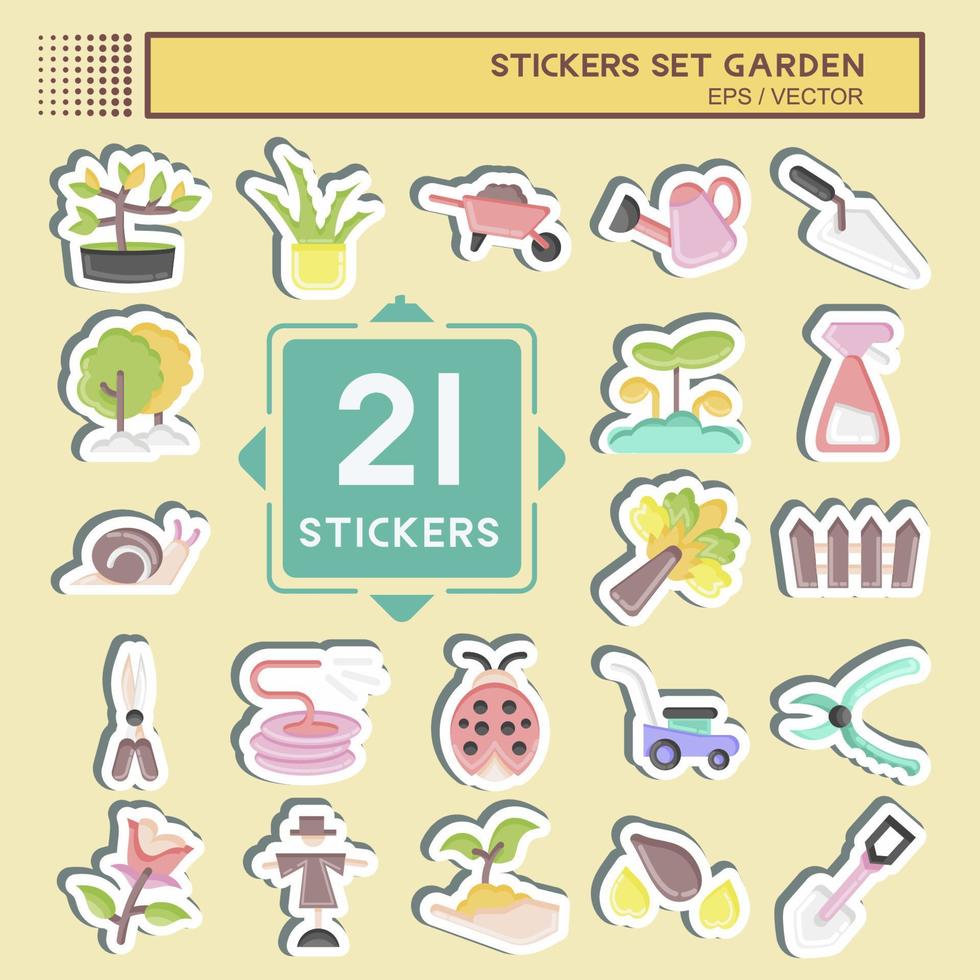 Sticker Set Garden. suitable for Garden symbol. simple design editable. design template vector. simple illustration vector