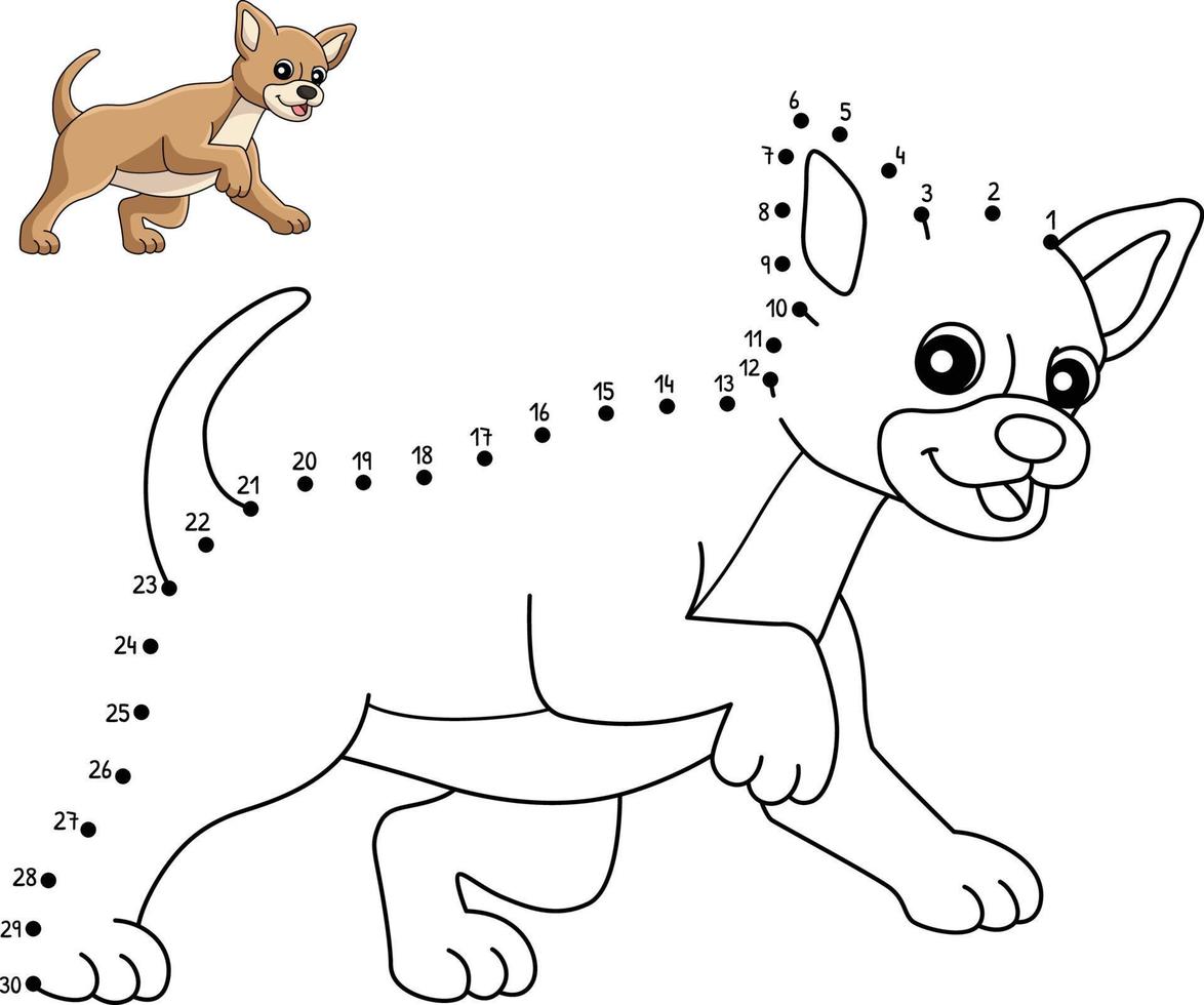 Dot to Dot Chihuahua Coloring Page for Kids vector