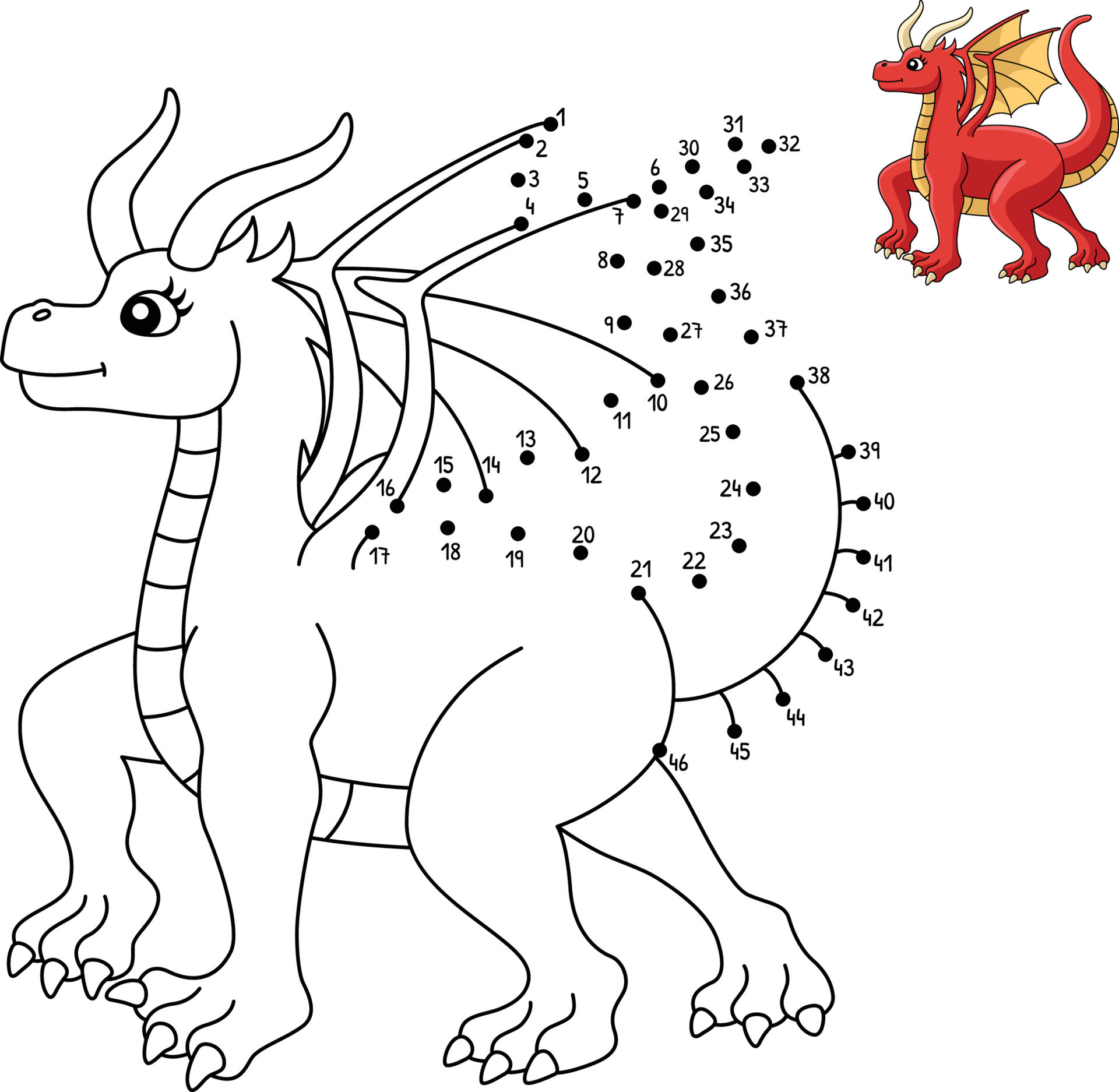dot-to-dot-walking-female-dragon-coloring-page-10789153-vector-art-at